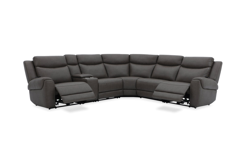 Momentum - 6 Piece Modular Power Reclining Sectional With Power Adjustable Headrests - Dark Granite