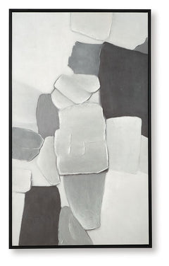 Handsomely made, this wall art takes an abstract approach to contemporary stylings. Its neutral hues make a solo statement or act as a grounding centerpiece to a gallery wallâ€”perfect for pairing alongside muted tones or vibrant colors alike. Hand-painte