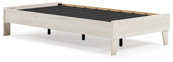 Bringing big style to small living areas, this twin platform bed is a smart, space-saving choice for those with an eye for contemporary design. Its clean-lined profile with understated refinements creates such a simple silhouette that works in so many set