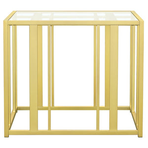 Adri - Rectangular Glass Top Side End Table - Matte Brass