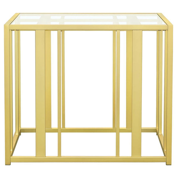 Adri - Rectangular Glass Top Side End Table - Matte Brass