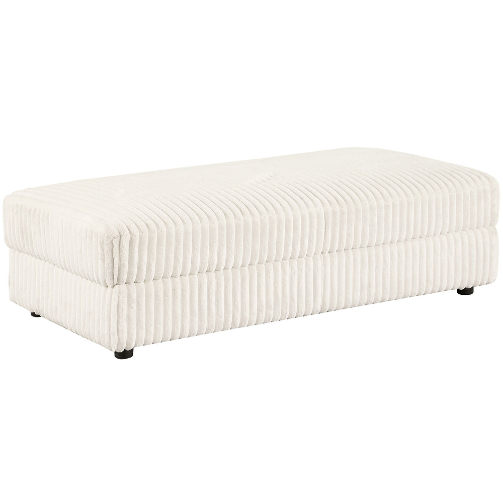Complete your living space with the versatile and functional storage ottoman, designed to complement your sectional sofa set. Upholstered in luxurious ivory wide corduroy, this ottoman offers an exceptionally soft and inviting texture, mimicking the feel 