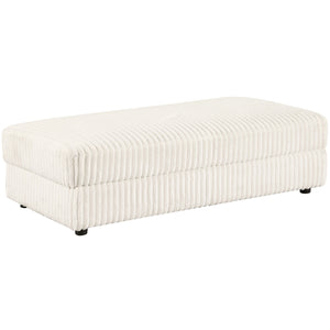 Complete your living space with the versatile and functional storage ottoman, designed to complement your sectional sofa set. Upholstered in luxurious ivory wide corduroy, this ottoman offers an exceptionally soft and inviting texture, mimicking the feel 