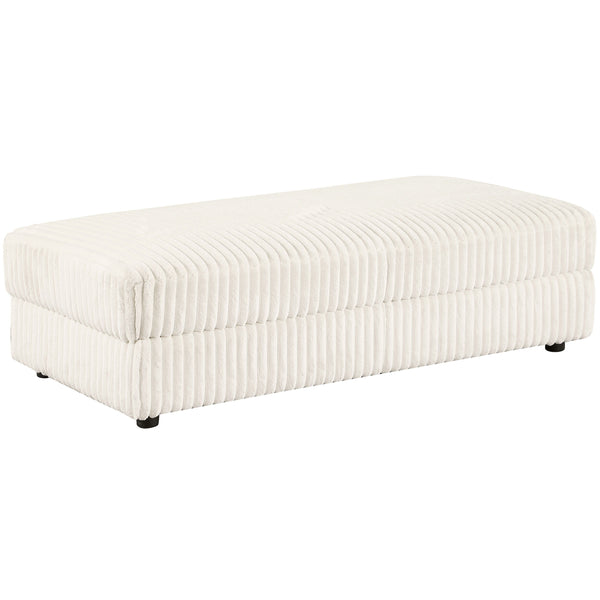 Complete your living space with the versatile and functional storage ottoman, designed to complement your sectional sofa set. Upholstered in luxurious ivory wide corduroy, this ottoman offers an exceptionally soft and inviting texture, mimicking the feel 