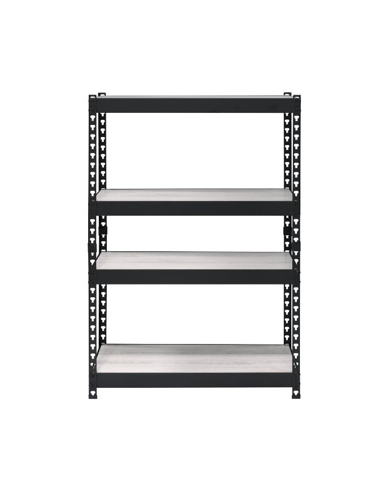Personfiy your workplace with some bold, clear and strong accessories. The Decmus Bookshelf has a black metal frame with simple hollow out carved patterns for a modern industrial look. It is outfitted with adjustable shelves that allow more flexible use o