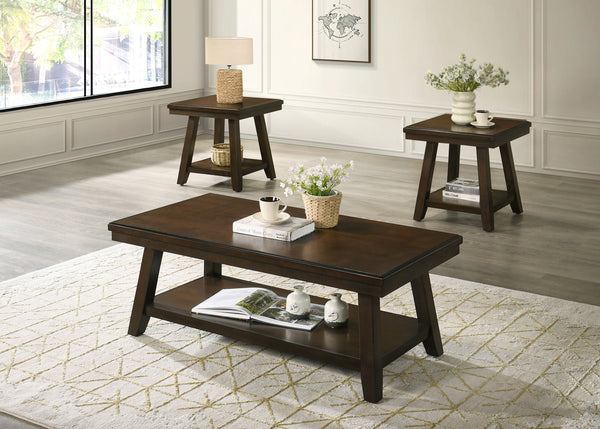 Bring timeless charm and functionality to your living space with this beautifully crafted three-piece set. Designed with a rich, warm finish, it adds an inviting touch to any dÃ©cor while providing ample surface space for everyday use. The sturdy construc