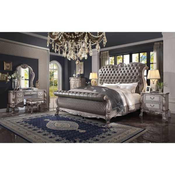 Dresden - Queen Bed - Vintage Bone White & PU