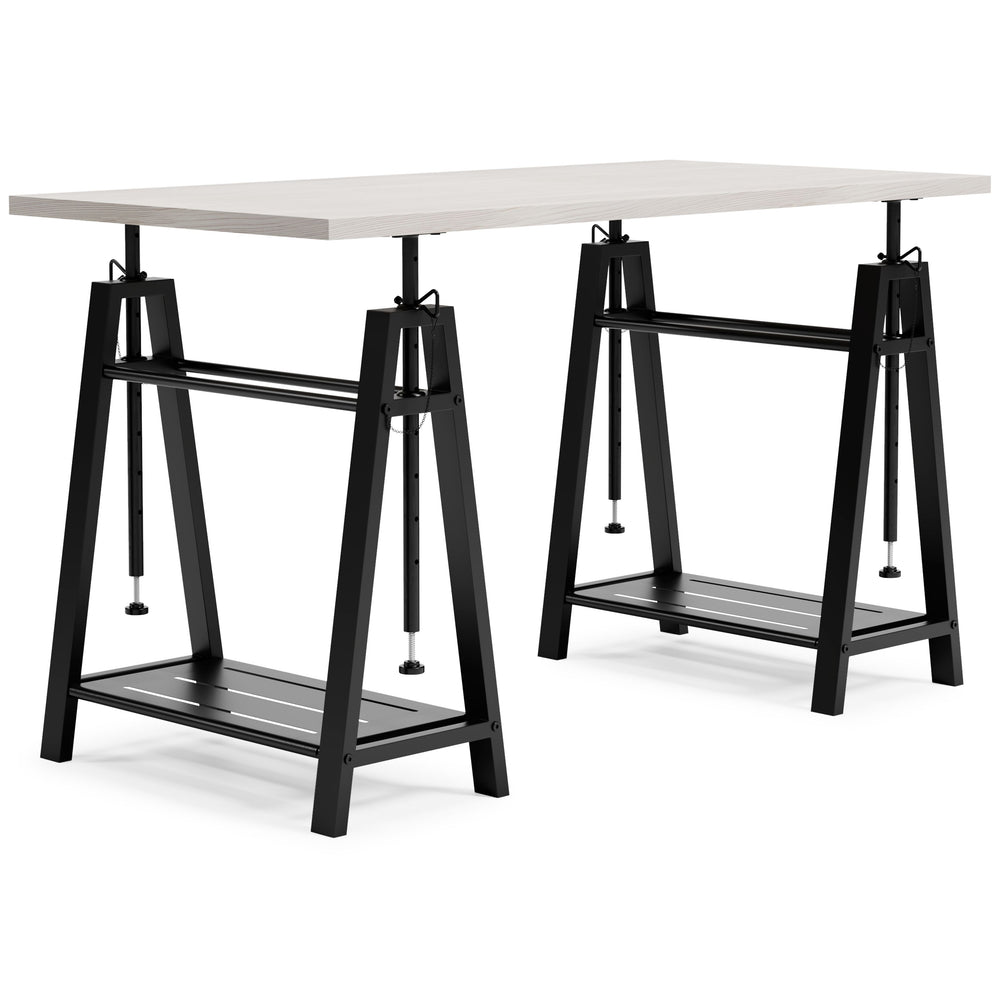 Love an urban farmhouse aesthetic? Make it work to your advantage with this beautifully styled home office desk. A simply striking choice in home office furniture, it has an unmistakable farmhouse feel thanks to design elements including a whitewashed fin