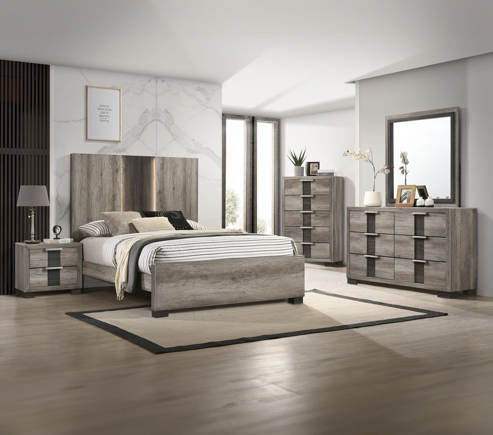 Rangley - Full 5 Piece Bedroom Set - Gray / Brown<h4><b>Rangley - Full Headboard - Gray / Brown</b></h4> <table width="100%"><colgroup><col style="width: 30%"> <col style="width: 70%"> </colgroup> <tbody> <tr> <td>Dimensions</td> <td> 56.6"L x 3.6"D x 60"