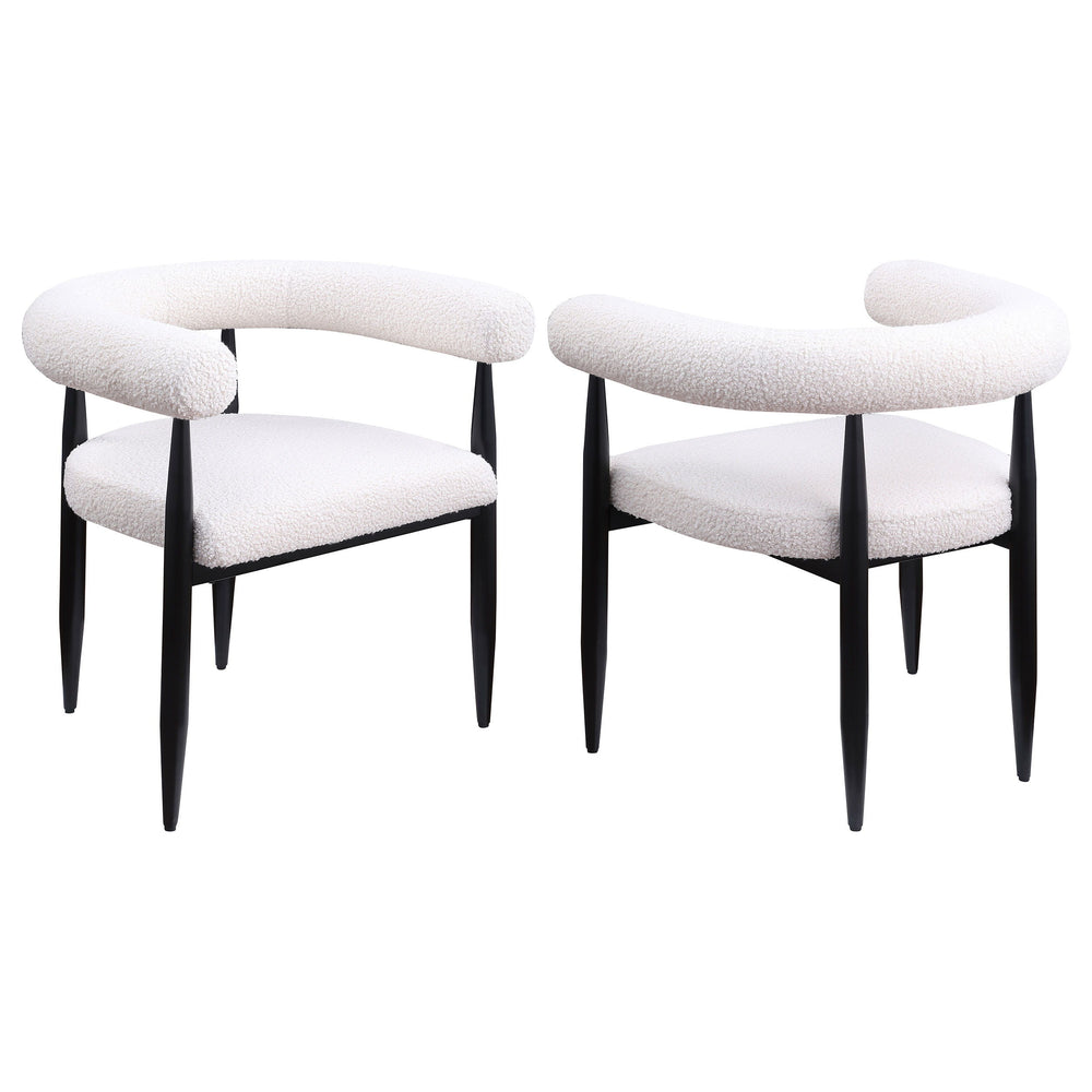 Create a fresh, modern accent in your living room or foyer with a modern armchair that blends Mid-century modern elements with a touch of contemporary flair. Its metal frame is solid and durable, with a light airy look and feel. The chair pairs a black fi
