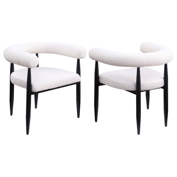 Create a fresh, modern accent in your living room or foyer with a modern armchair that blends Mid-century modern elements with a touch of contemporary flair. Its metal frame is solid and durable, with a light airy look and feel. The chair pairs a black fi