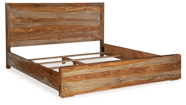  brings an organically stunning vibe to your bedroom. This strikingly simple low profile bed creates the un