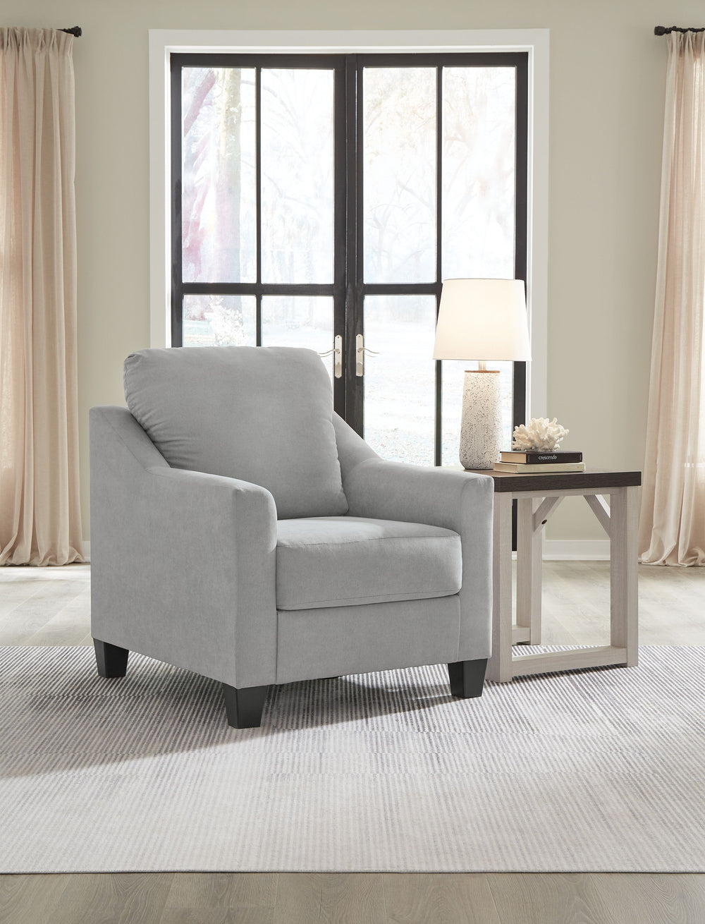 Simply chic comfort. This chairâ€™s versatile character is instantly at home where you are, whether your space is casual or contemporary. With the look of suede velvet, you get the ultra-clean, tailored look you love. Howâ€™s that for refined relaxation?<