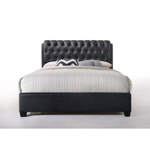 The Ireland bedroom collection reflects transitional design with a beautiful button tufted headboard, crafted in selected faux leather material. Complemented by storage cases carefully made with hand selected veneers with beveled front drawers and brushed