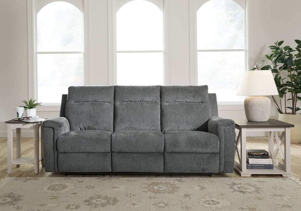 The ability to go from fully upright to relaxed and stretched out, all at the touch of a button, awaits. A beautiful blend of plush upholstery and casual style, this power reclining sofa invites you to sink into ultimate comfort. Whether you-'re hosting g