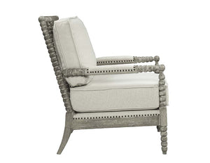 Saraid - Accent Chair - Beige Linen & Gray Oak Finish