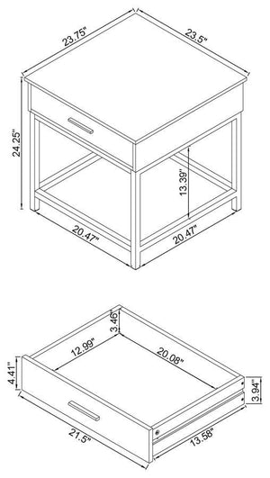 Byers - 1-Drawer Square Engineered Wood End Table - Brown Oak
