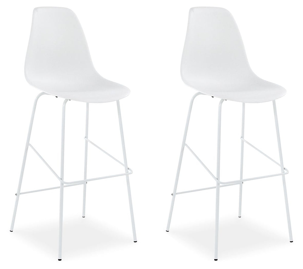 Designed with form and function in mind, this contemporary bar stool sports a slender-yet-sturdy metal frame and a fully contoured bucket seat. With its cool bar height dimensions and classically clean design, this stool transforms a kitchen island or bre