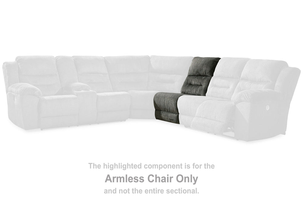 This armless chair is made with polyester upholstery. Pairs with other items in the series to make a sectional.<br><br><b>Additional Dimensions</b><br><ul><li>Seat depth: 23-"</li><li>Seat height: 20-"</li><li>Top of cushion to top of back: 23-"</li><li>S