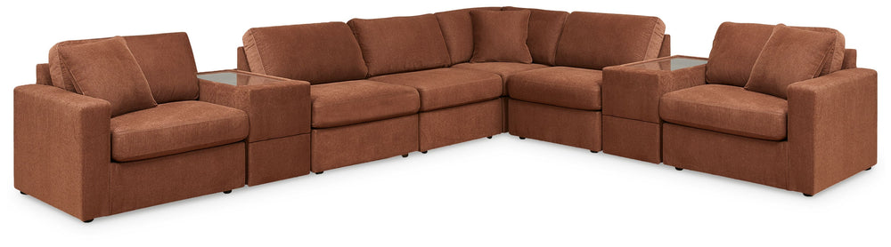 Looking cool and contemporary is great. But when it comes down to it, youâ€™re all about low-maintenance lounging. With the performance fabric on this sectional with console, cleaning spills is a breeze. Its customizable modular design caters to your ever