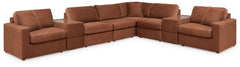 Looking cool and contemporary is great. But when it comes down to it, youâ€™re all about low-maintenance lounging. With the performance fabric on this sectional with console, cleaning spills is a breeze. Its customizable modular design caters to your ever