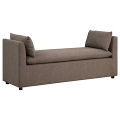 Create a chic spot for lounging or relaxing with a modern upholstered bench. With plush foam cushions and accent pillows, this backless design is ideal for a cozy primary suite or stylish living room. It features Asian hardwood framing for excellent durab