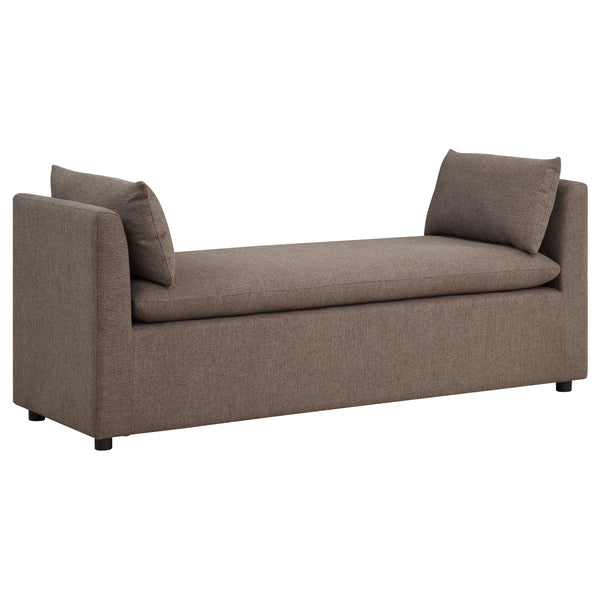Create a chic spot for lounging or relaxing with a modern upholstered bench. With plush foam cushions and accent pillows, this backless design is ideal for a cozy primary suite or stylish living room. It features Asian hardwood framing for excellent durab