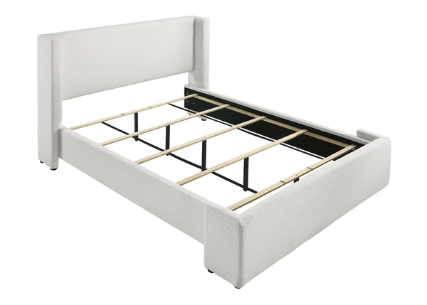 Portia - Queen Boucle Bed - White