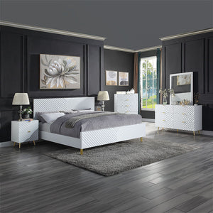 Gaines - Eastern King Bed - White High Gloss Finish