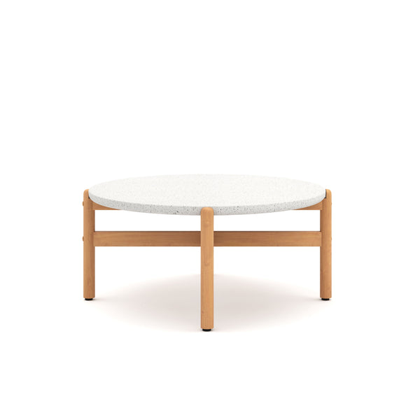 Introducing the Solstice Outdoor Coffee Table with Terrazzo Top, a stunning addition to your outdoor living space. Crafted from FSC Certified Acacia Solid Wood, this coffee table is both durable and eco-friendly, promising years of enjoyment. The light, c