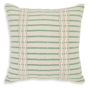 Dress up your sofa or bed with the casual charm of this accent pillow. It-'s a timeless addition to your decor, with a simple striped pattern that-'s both classic and modern. The pillow-'s white, green and natural hues make it beautiful living on its own 
