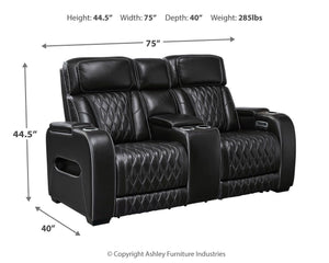 Boyington - Black - Power Reclining Loveseat with Console/ Adj Headrest