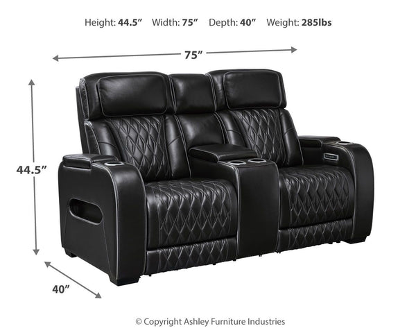 Boyington - Black - Power Reclining Loveseat with Console/ Adj Headrest