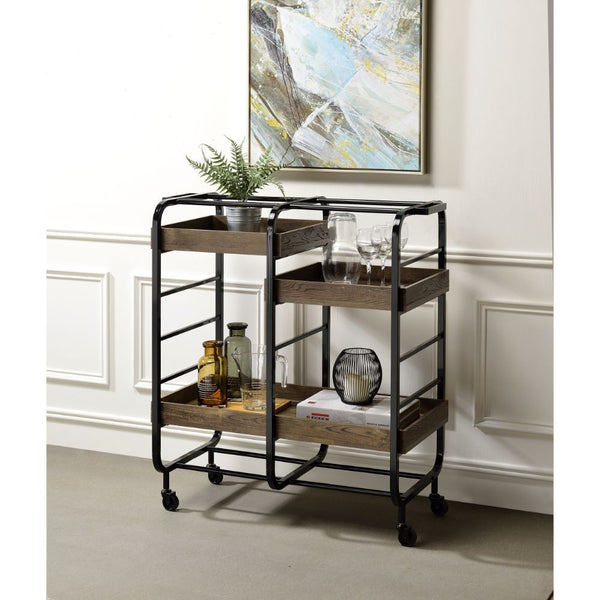 Vorrik - Serving Cart - Black & Walnut