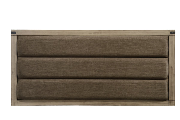  each piece is equipped with ample storage and smooth metal hardware. The bed-'s bold headboard is a standout element