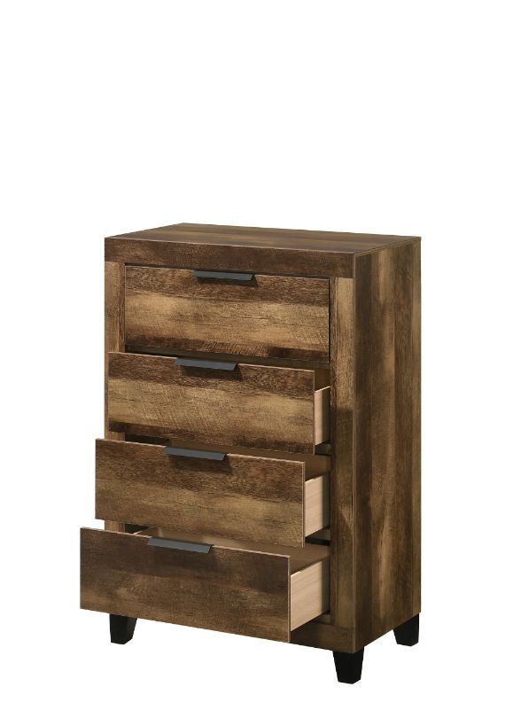 Create a cozy environment with the Morales storage bed. The neutral rustic brown finish creates an inviting atmosphere, perfect for creating your ideal color scheme with linens and throw pillows. The footboard has two convenient drawers to maximize the sp