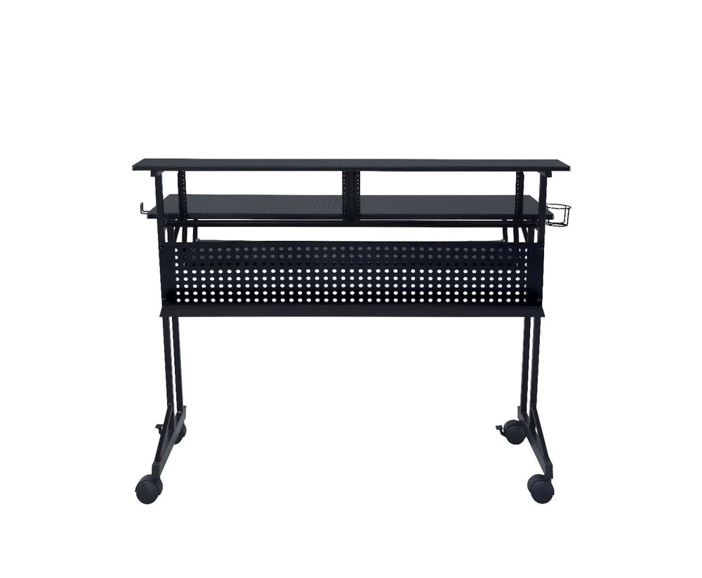 Perfectly fit for every workspace, this Suitor Music Recording Studio Desk offers style without sacrificing function. The shelves are intended to make your working space neat and organized and also keep the monitor at an eye-level for comfortable viewing.
