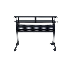  this Suitor Music Recording Studio Desk offers style without sacrificing function. The shelves are intended to make your working space neat and organized and also keep the monitor at an eye-level for comfortable viewing.