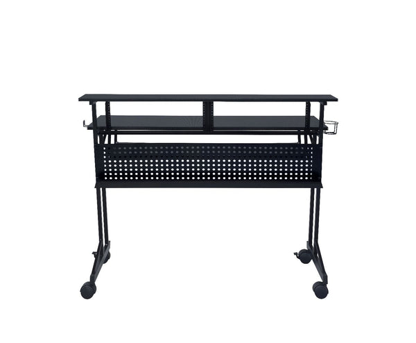  this Suitor Music Recording Studio Desk offers style without sacrificing function. The shelves are intended to make your working space neat and organized and also keep the monitor at an eye-level for comfortable viewing.