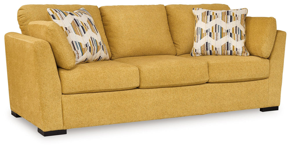 You want your home to reflect your modern, trendy eye for design. This sleeper sofa is here to help. Bold, bright and beautiful, it adds a fashion-forward pop of color to your living room. Velvet-like upholstery and matching bolster pillows keep comfort a