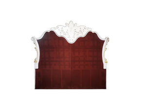 Vendom - Eastern King Bed - Two Tone Ivory Fabric & Antique Pearl Finish