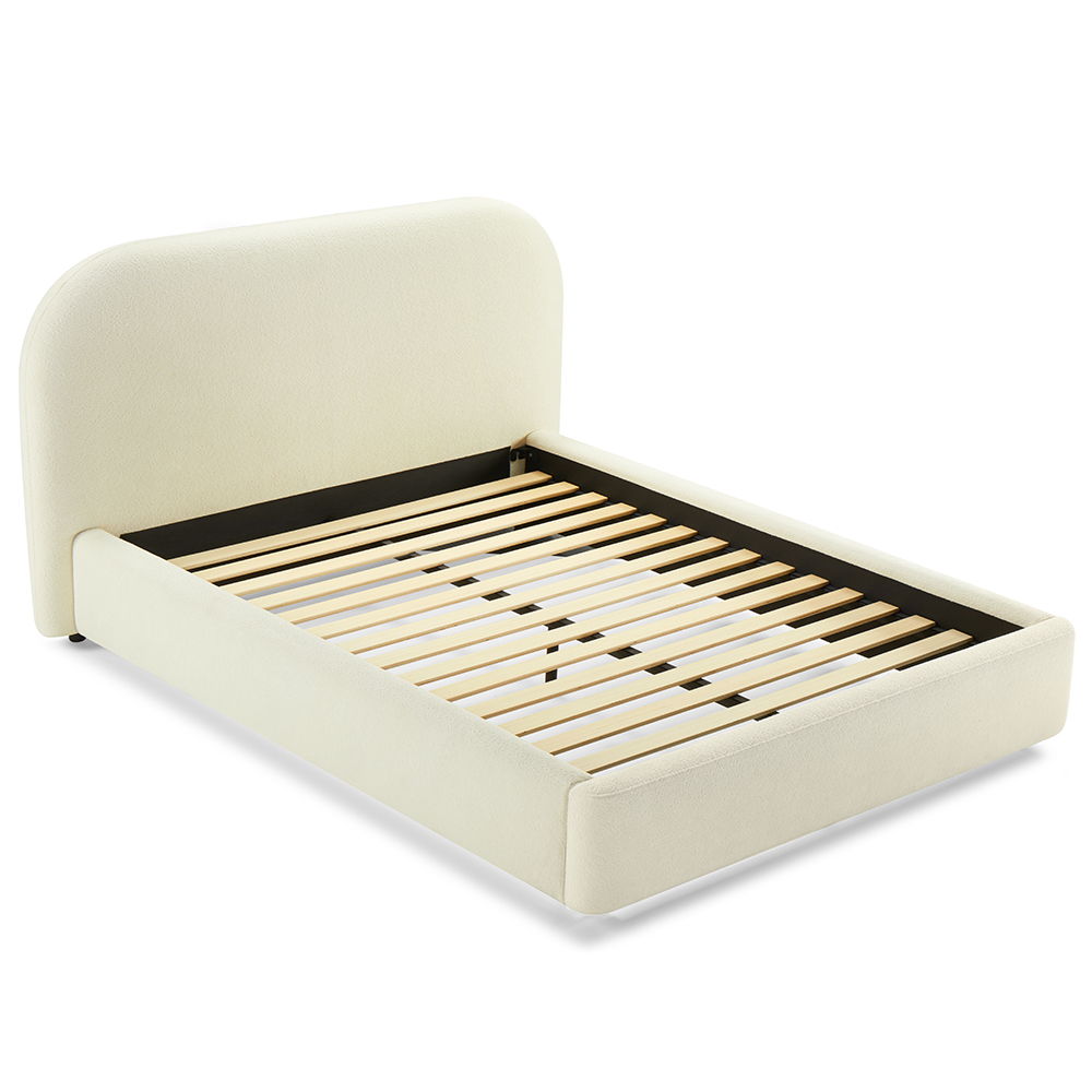 Transform your bedroom into a sanctuary of comfort and style with the Arden bed. Wrapped in luxurious beige fabric, this bed exudes elegance and tranquility. Its minimalist design complements any decor, while the sturdy frame ensures lasting durability. P