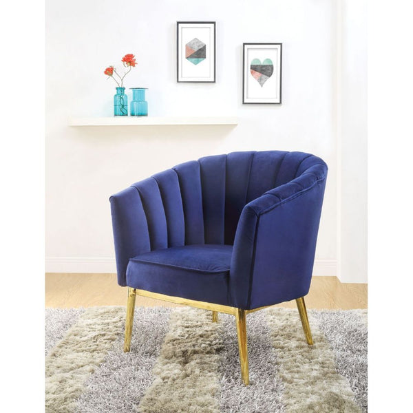 Colla - Accent Chair - Midnight Blue Velvet & Gold
