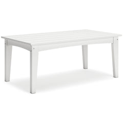 Drift into outdoor entertainment bliss with this coffee table. Dressed in a bright white for a fresh feel, it weathers sunny summer days and cozy winter nights with durable MEGA-TUFFÂ® HDPE material. When it comes to form and function, the table-'s rain-s