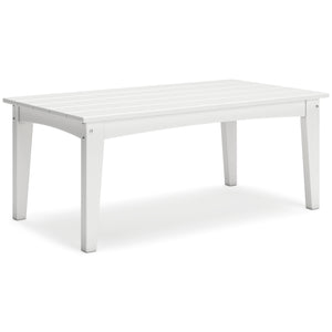 Drift into outdoor entertainment bliss with this coffee table. Dressed in a bright white for a fresh feel, it weathers sunny summer days and cozy winter nights with durable MEGA-TUFFÂ® HDPE material. When it comes to form and function, the table-'s rain-s