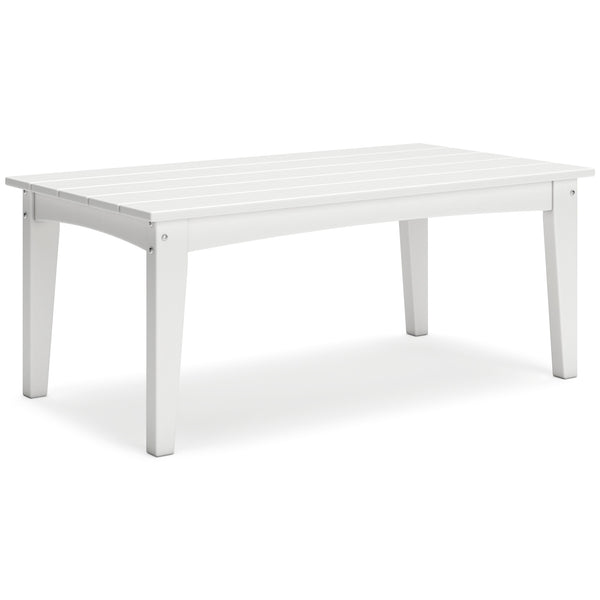 Drift into outdoor entertainment bliss with this coffee table. Dressed in a bright white for a fresh feel, it weathers sunny summer days and cozy winter nights with durable MEGA-TUFFÂ® HDPE material. When it comes to form and function, the table-'s rain-s