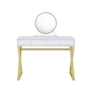 Coleen - Vanity Desk - White & Gold Finish