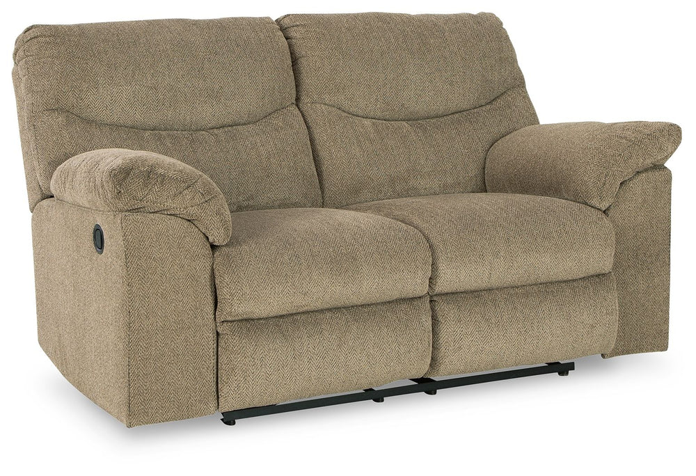 Sincere in its styling, this reclining loveseat invites a relaxed sensibility into your space. Its neutral upholstery has a universal appeal, with pull-tab reclining making it easy to kick back in comfort. Providing high-quality functionality at an afford