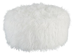 Don-'t shy away from decadence. Add a bit of bold design to your room with this oversized accent ottoman. The faux fur upholstery has a luxe look, and its casual white hue allows this plush piece to make a stylish statement in a variety of spaces.<br/><br