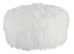 Don-'t shy away from decadence. Add a bit of bold design to your room with this oversized accent ottoman. The faux fur upholstery has a luxe look, and its casual white hue allows this plush piece to make a stylish statement in a variety of spaces.<br/><br